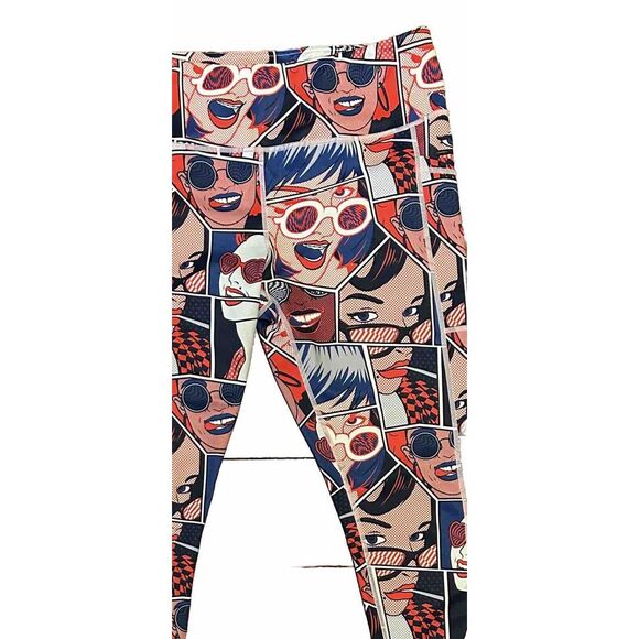 Constantly Varied Gear Pants - Constantly Varied Gear CVG Leggings Pop Art Faces Comic Book Pockets Women's XL